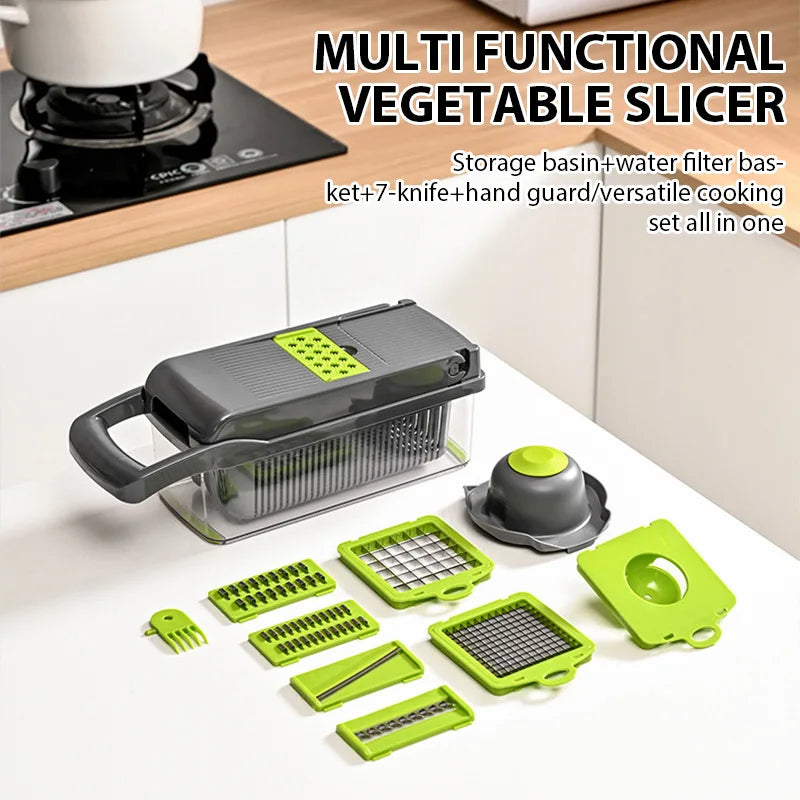Multifunctional Vegetable Slicer With Basket