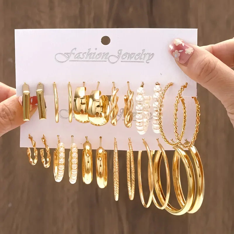 Boho Big Circle Hoop Earring Set