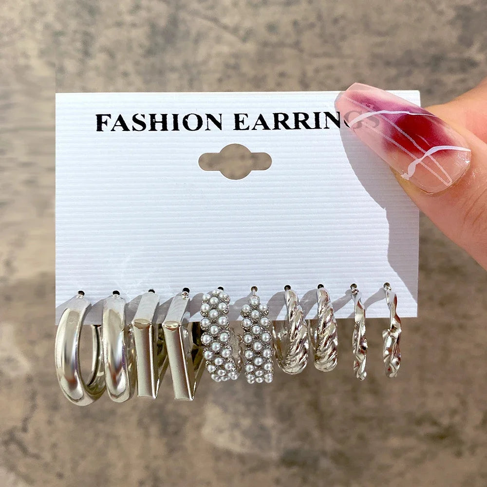 Boho Big Circle Hoop Earring Set