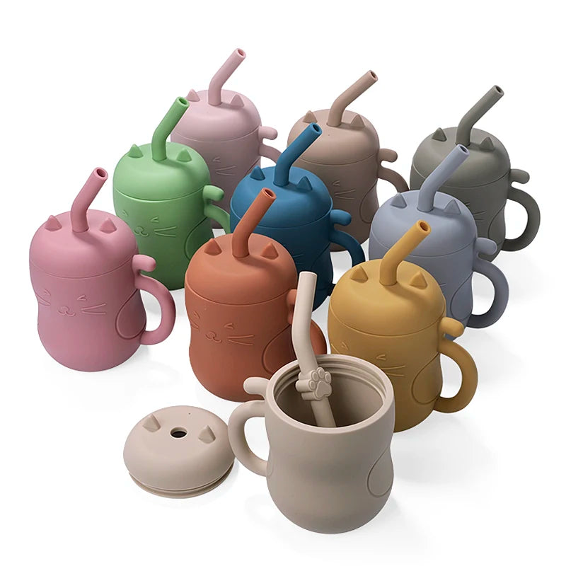 BPA Free Baby Silicone Straw Cup