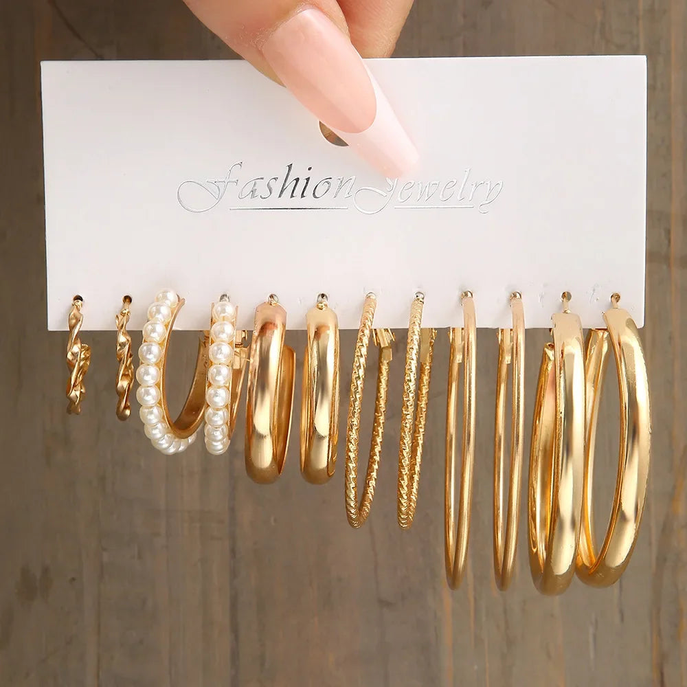 Boho Big Circle Hoop Earring Set