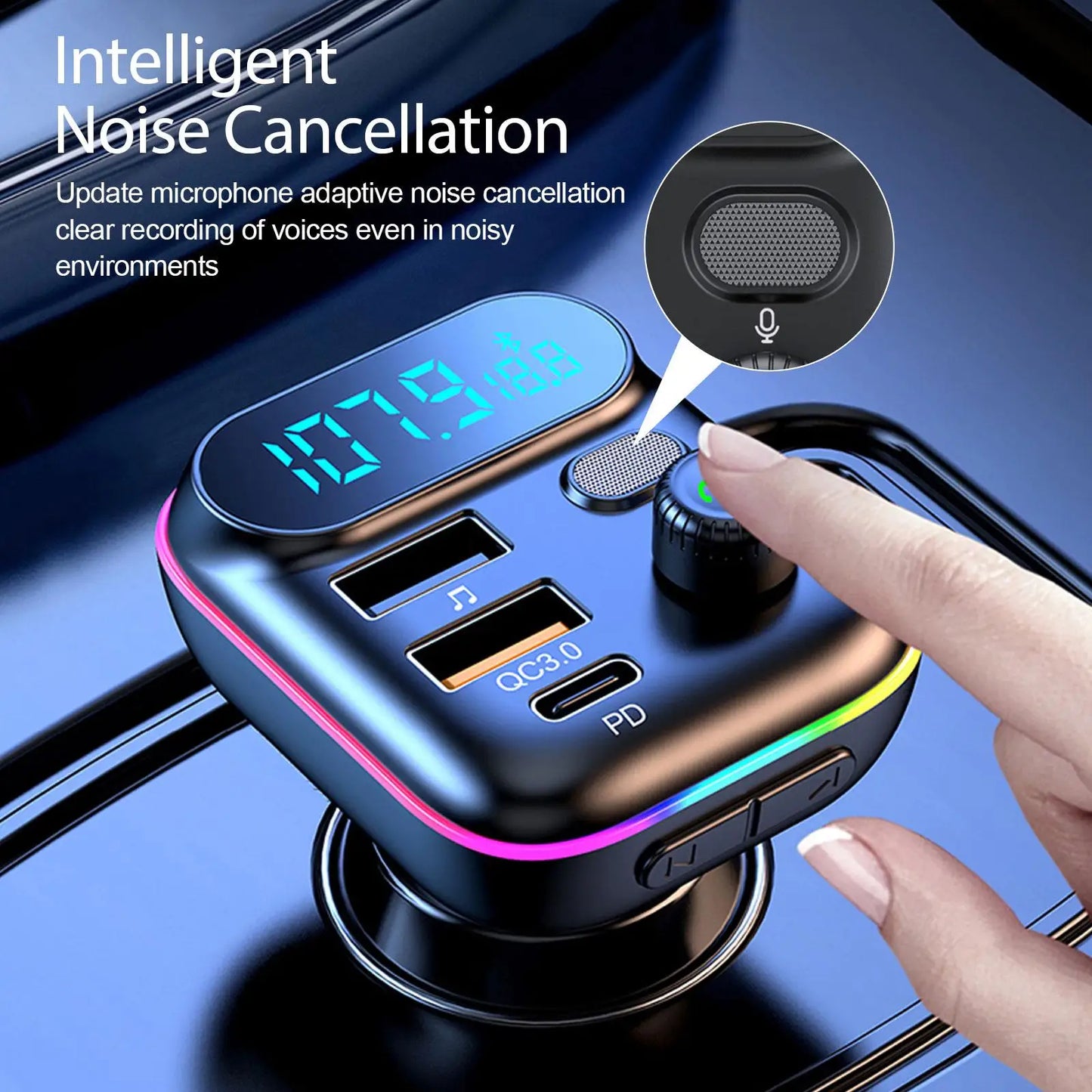 Type-C & QC 3.0 Car Bluetooth FM Transmitter
