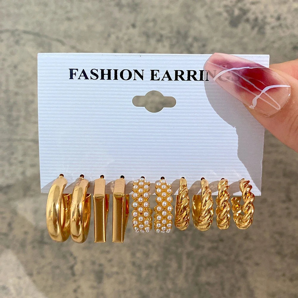 Boho Big Circle Hoop Earring Set