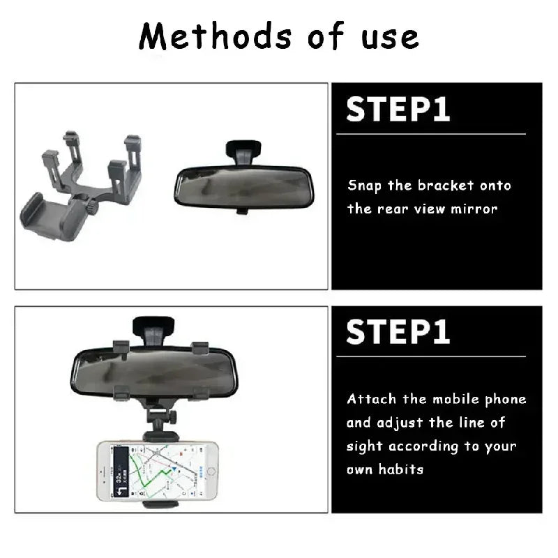 360 Car Phone Holder Rearview Mirror