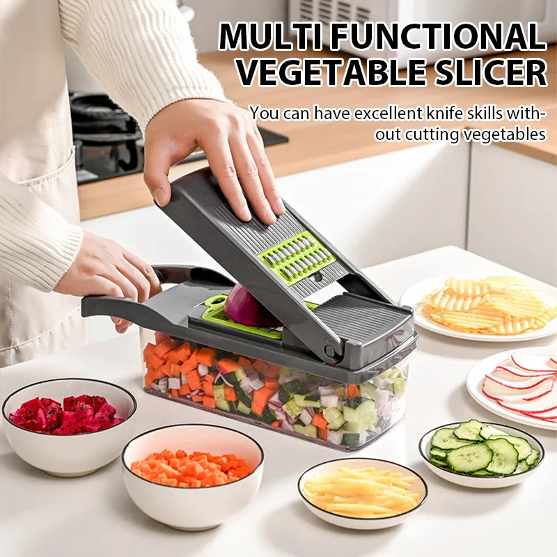 Multifunctional Vegetable Slicer With Basket