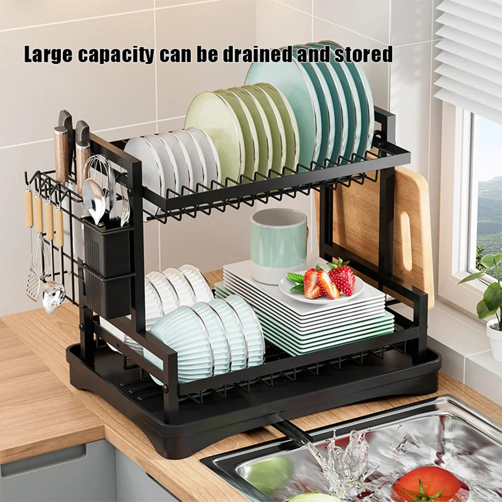 Multifunctional Kitchen Dish Drying Rack with Drainboard