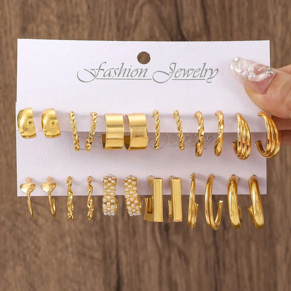 Boho Big Circle Hoop Earring Set