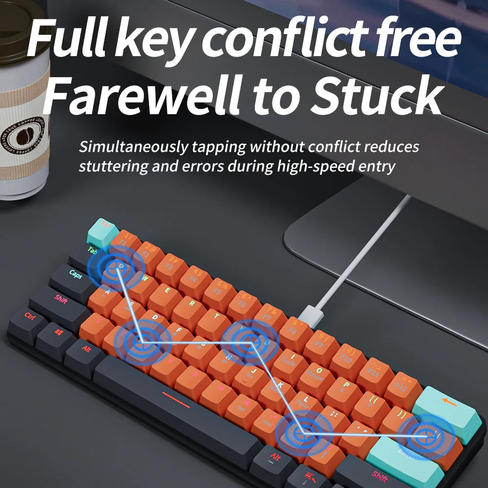 USB Mini Mechanical Gaming Wired Keyboard