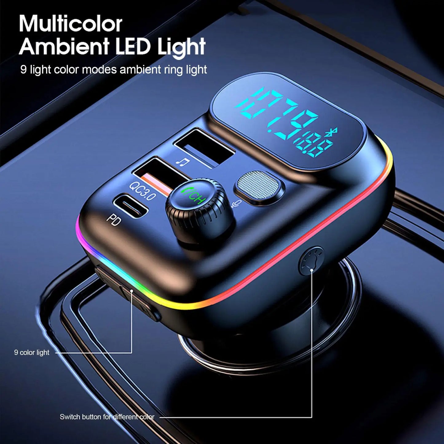 Type-C & QC 3.0 Car Bluetooth FM Transmitter