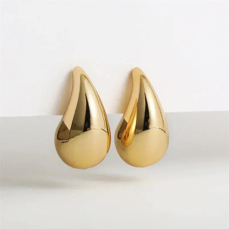 Sterling Silver Smooth Gold Round Chunky Hoop Earrings