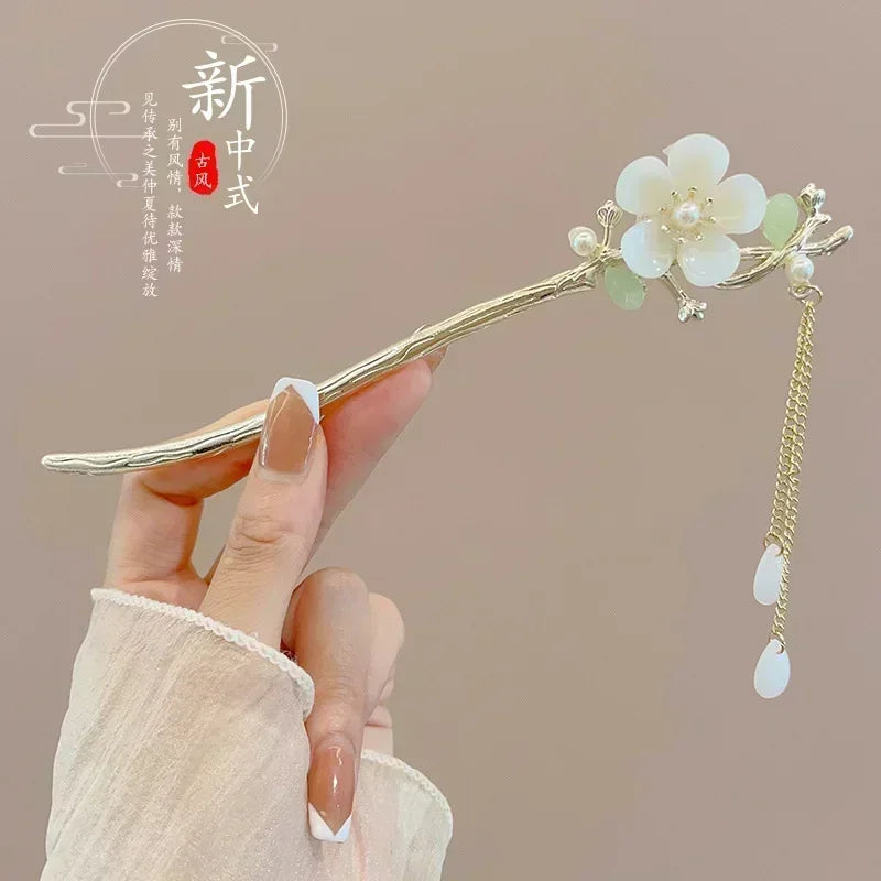Vintage Bell Orchid Flower Fringe Hair Sticks