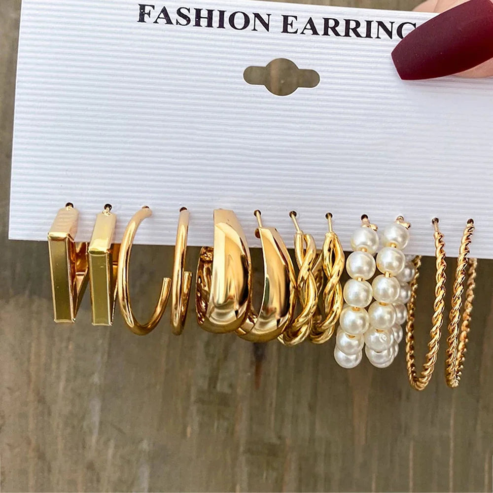 Boho Big Circle Hoop Earring Set