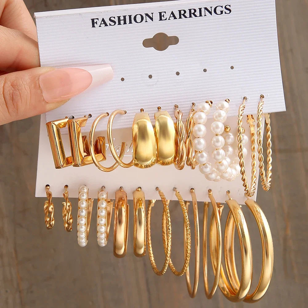 Boho Big Circle Hoop Earring Set