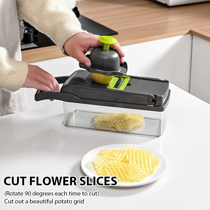 Multifunctional Vegetable Slicer With Basket