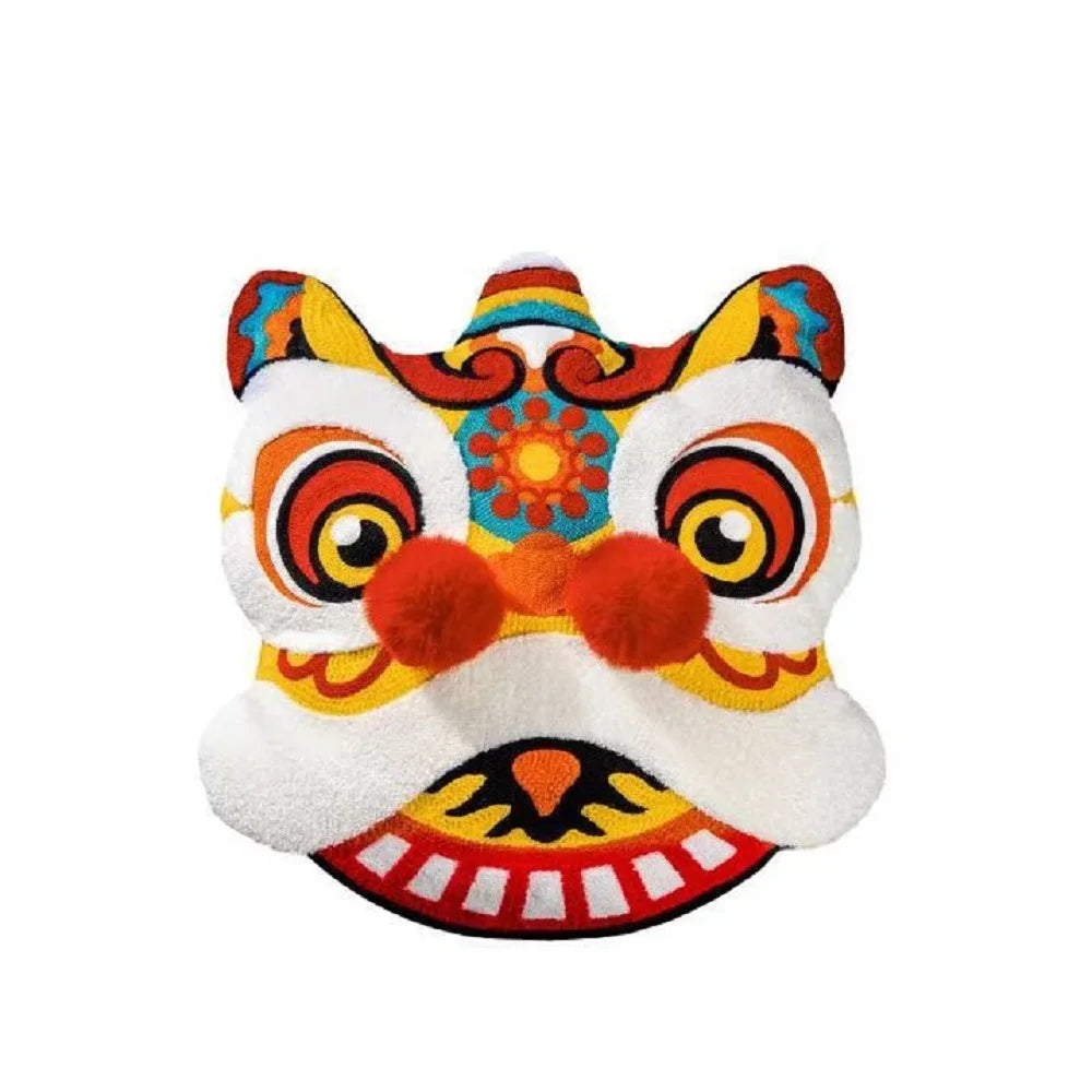 Chinese National Tide 3D Awakening Lion Head Pillow