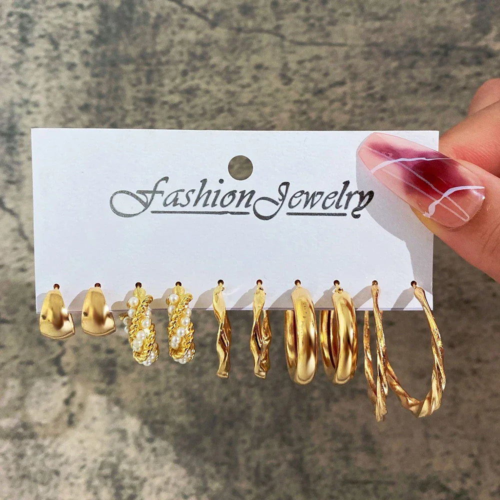 Boho Big Circle Hoop Earring Set