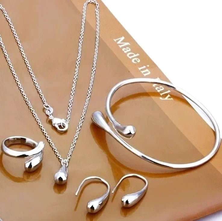 Sterling Silver Needle Earring Ring Bracelet Set