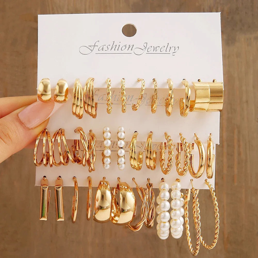 Boho Big Circle Hoop Earring Set