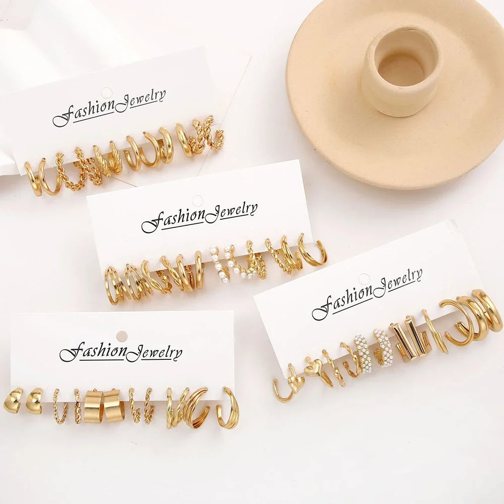 Boho Big Circle Hoop Earring Set