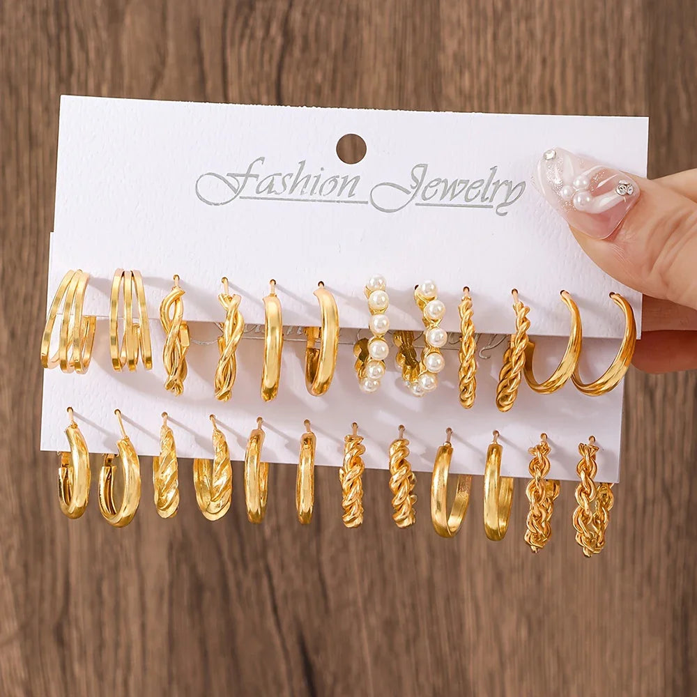 Boho Big Circle Hoop Earring Set