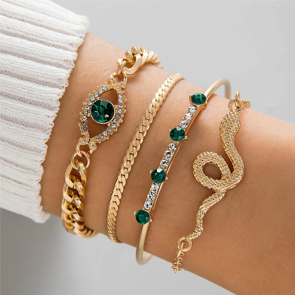 Fashionable Snake Imitation Gemstone Bangle