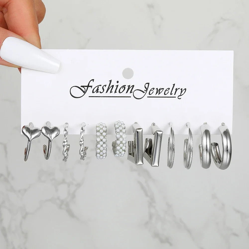 Boho Big Circle Hoop Earring Set