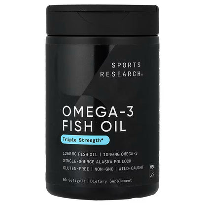 Sports Research, Omega-3 Fish Oil, Triple Strength, 90 Softgels