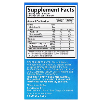 Kids Smart, Kids Smart®, Hi DHA-Omega 3 Fish Oil, Fruit, 30 Chewable Burstlets