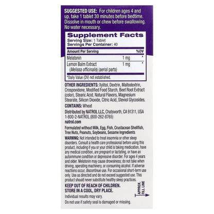 Natrol, Kids, Melatonin, Ages 4+, Strawberry, 40 Tablets