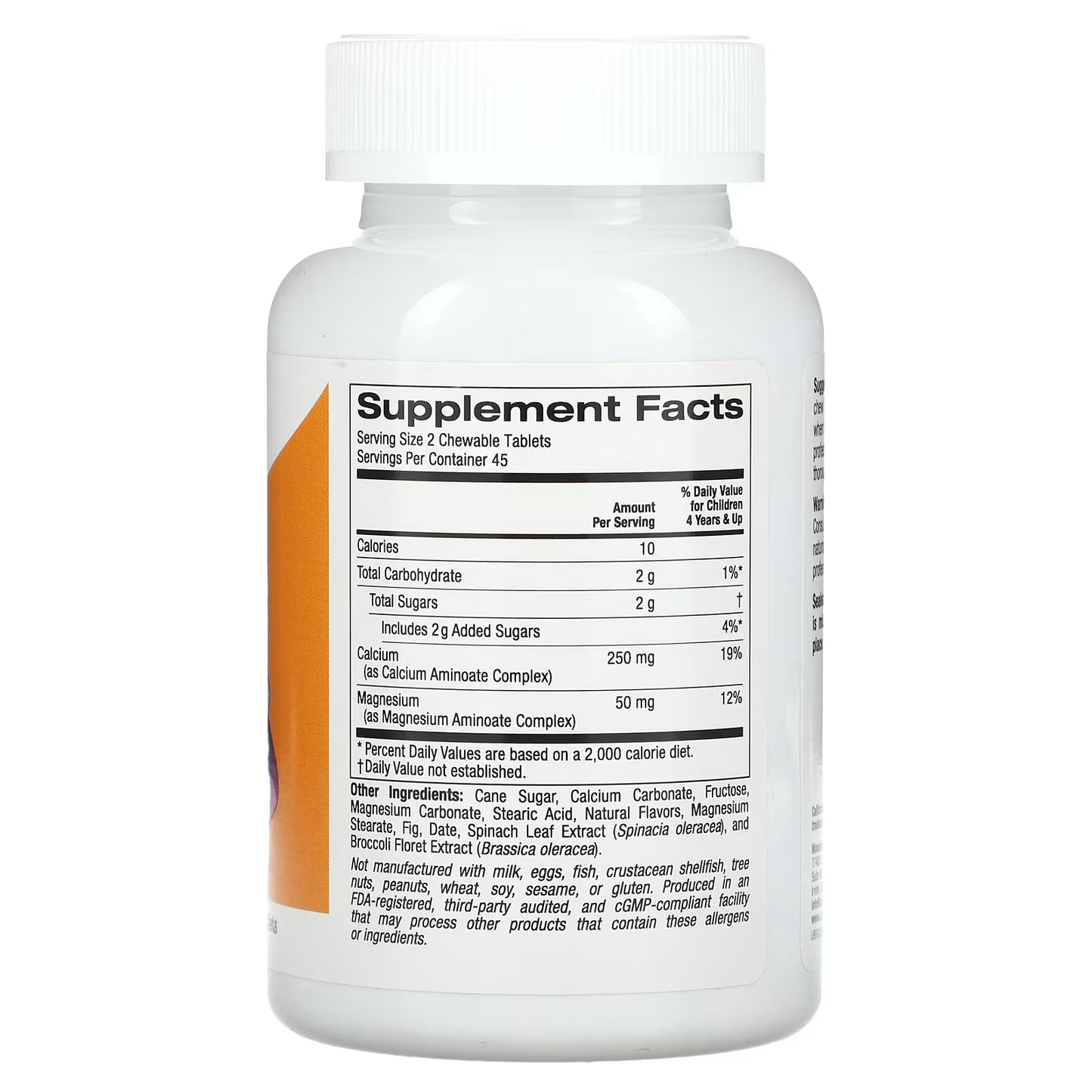 California Gold Nutrition, Chewable Calcium with Magnesium For Children, Birthday Cake, 90 Vegetarian Tablets