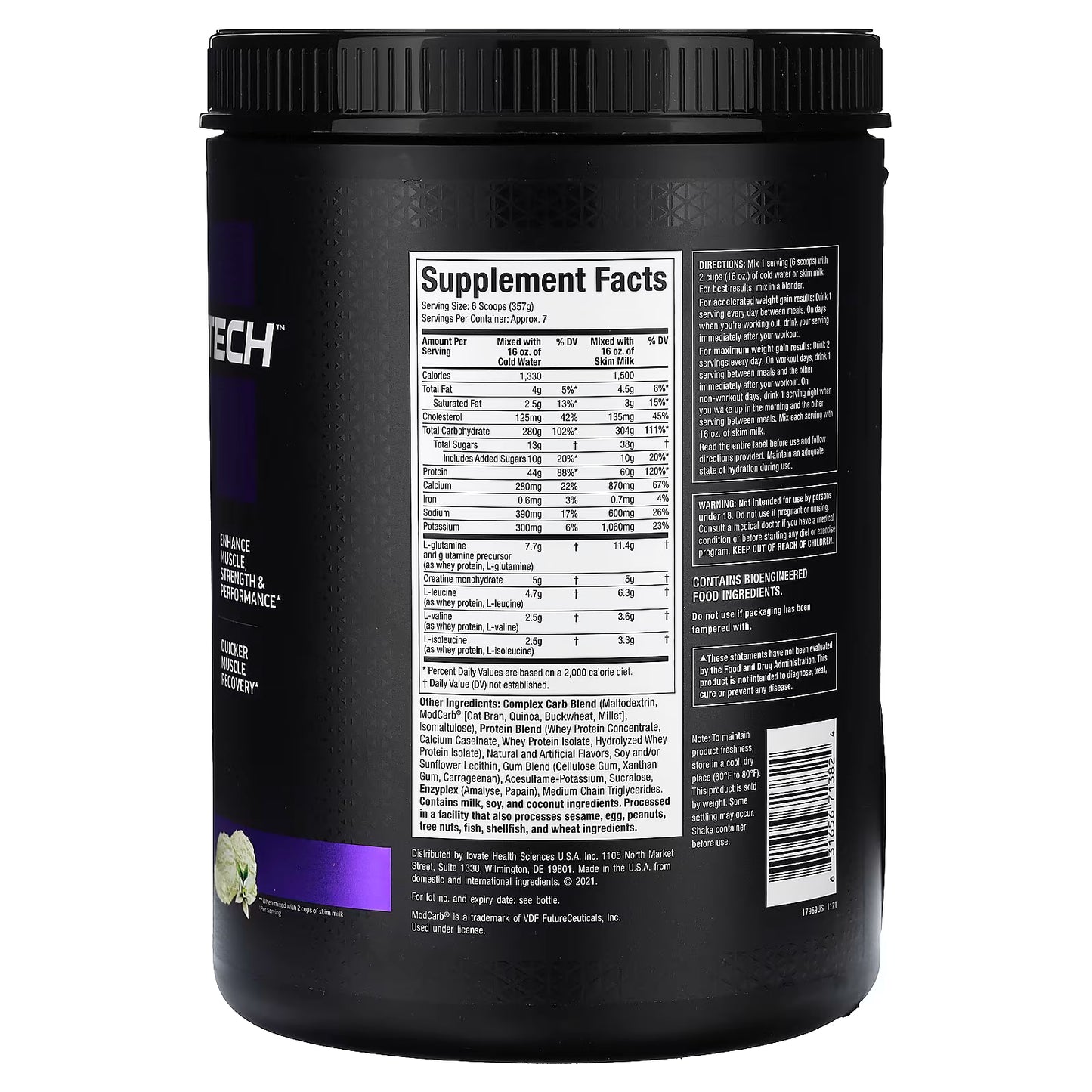 MuscleTech, 100% Mass Gainer™, Vanilla Milkshake, 5.15 lbs (2.33 kg)