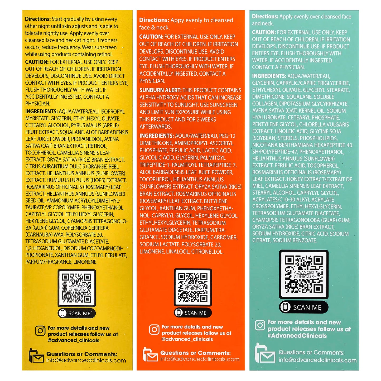 Advanced Clinicals, Active Serum Trio Set, 3 Piece Set