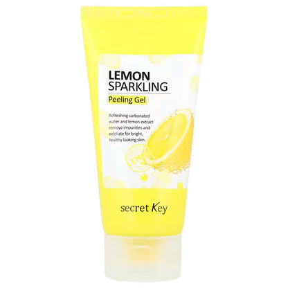 Tube of Lemon Sparkling Peeling Gel by secret Key on a white background