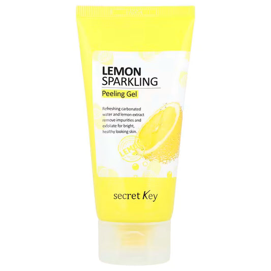 Tube of Lemon Sparkling Peeling Gel by secret Key on a white background