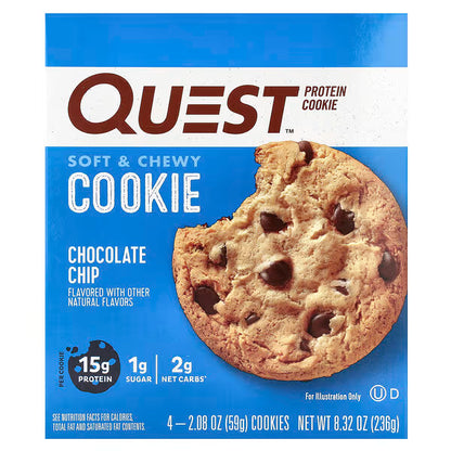 Quest Nutrition, Protein Cookie, Chocolate Chip, 4 Cookies, 2.08 oz (59 g) Each