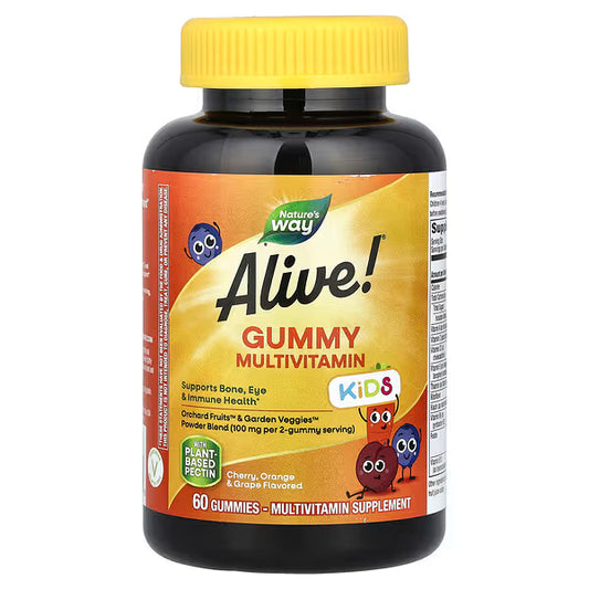 Nature's Way, Alive! Kids, Gummy Multivitamin, Cherry, Orange & Grape , 60 Gummies