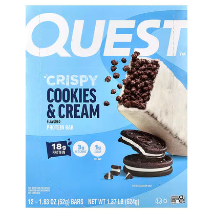 Quest Nutrition, Protein Bar, Crispy Cookies & Cream, 12 Bars, 1.83 oz (52 g) Each