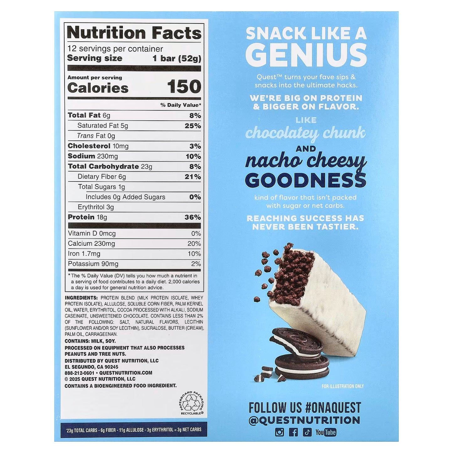 Quest Nutrition, Protein Bar, Crispy Cookies & Cream, 12 Bars, 1.83 oz (52 g) Each