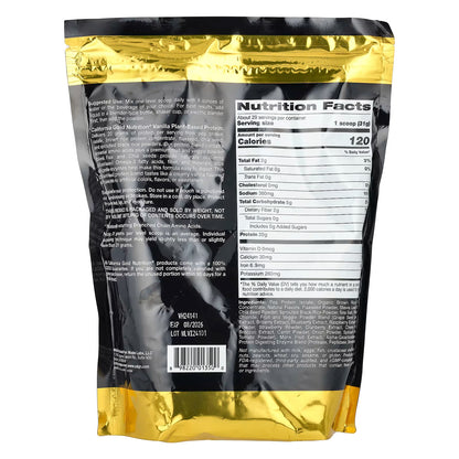 California Gold Nutrition, Sport, Vegan Protein with Pea Protein Isolate and Brown Rice Protein, Vanilla, 2 lb (907 g)