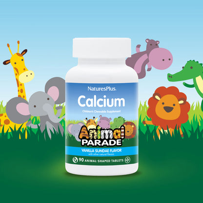 NaturesPlus, Animal Parade®, Calcium, Children's Chewable Supplement, Vanilla Sundae, 90 Animal-Shaped Tablets