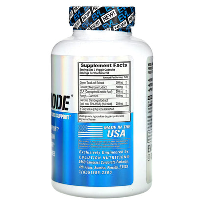 EVLution Nutrition, LeanMode, Stimulant Free Weight Loss Support, 150 Veggie Capsules