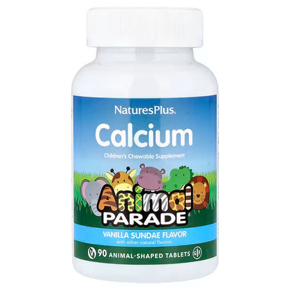 NaturesPlus, Animal Parade®, Calcium, Children's Chewable Supplement, Vanilla Sundae, 90 Animal-Shaped Tablets