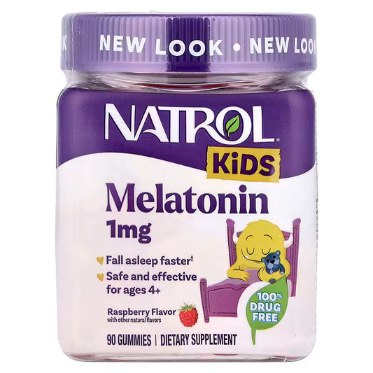 Natrol, Kids, Melatonin Gummies, Ages 4+, Raspberry, 1 mg, 90 Gummies