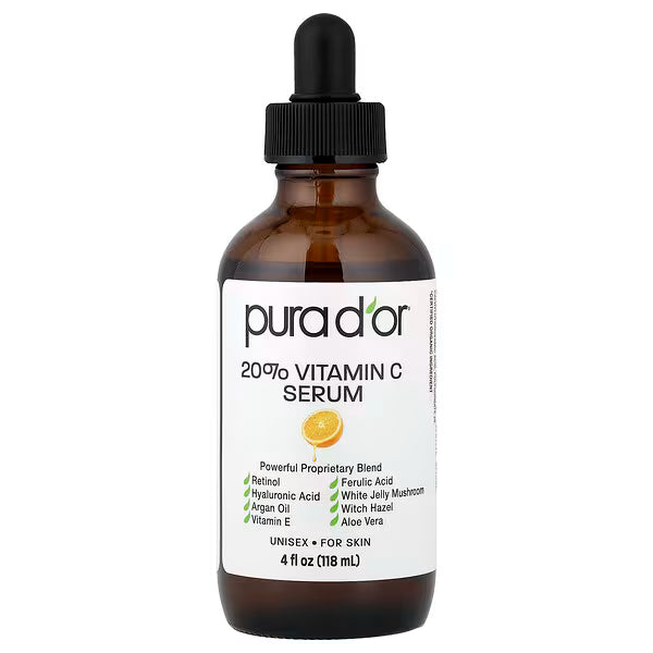 Pura D'or, 20% Vitamin C Serum, 4 fl oz (118 ml)