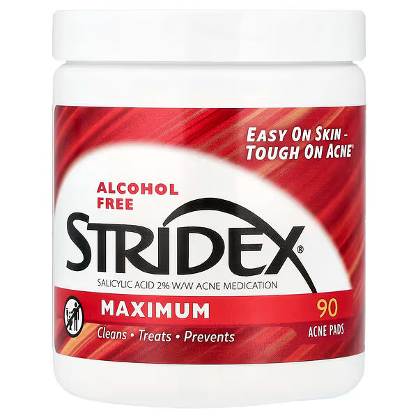 Stridex, Maximum, Alcohol Free, 90 Acne Pads