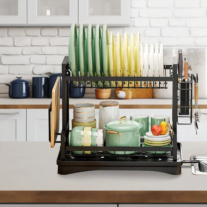 Multifunctional Kitchen Dish Drying Rack with Drainboard