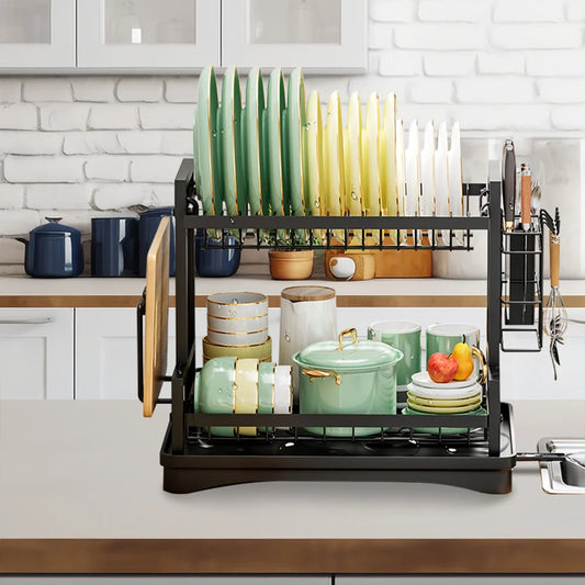 Multifunctional Kitchen Dish Drying Rack with Drainboard