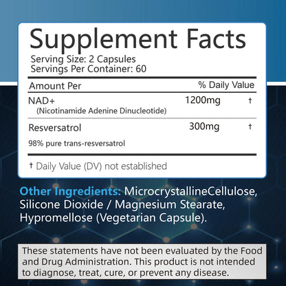 NAD+ Supplements - with Resveratrol