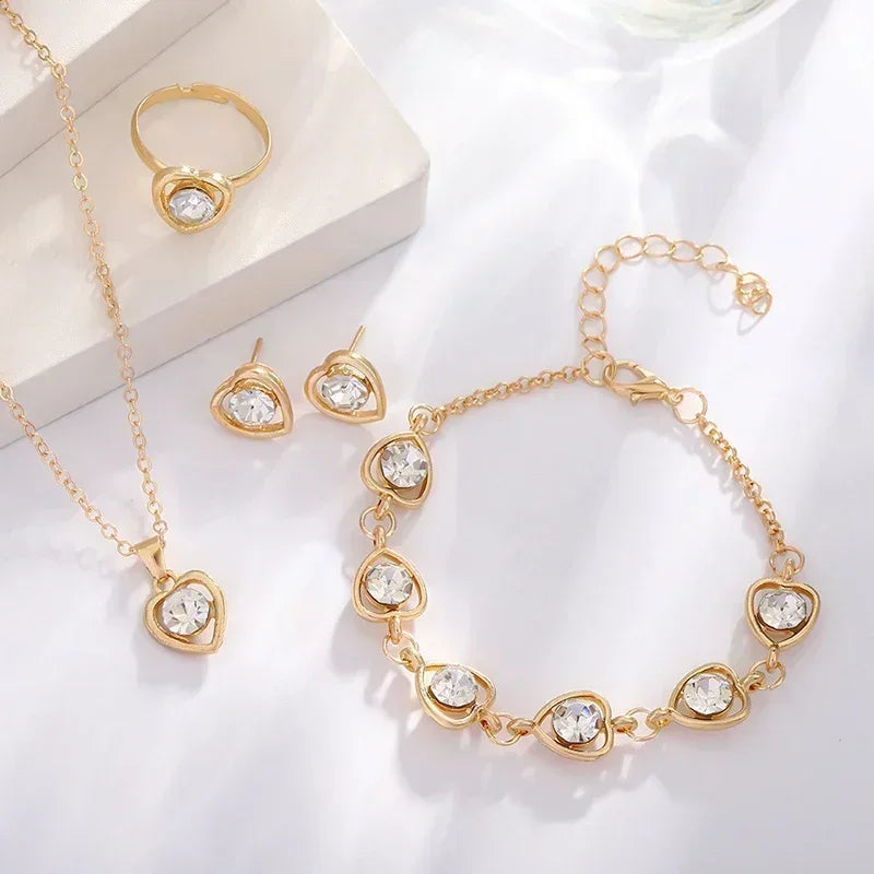 Gold-Color Heart Shaped Jewelry Set