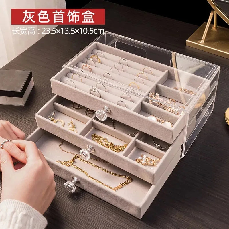 Stackable Acrylic Velvet Jewelry Organizer